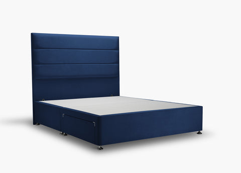 Wilmslow Bed Midnight Blue Super King W182 L2045 H137 Cm Side Ottoman Dark Wood